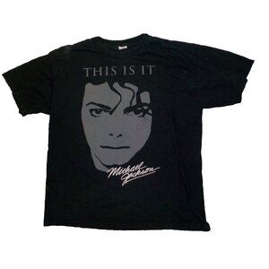 Michael Jackson This is It T-shirt Classic Black Portrait Graphics Mens Size XL